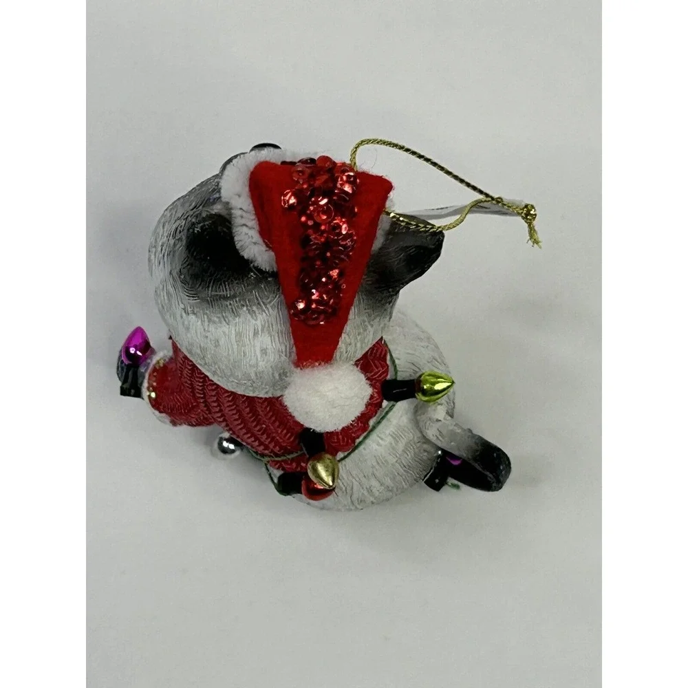 Pier 1 Imports Cat Christmas‎ Ornament Wearing A Santa Hat Multicolored NWT